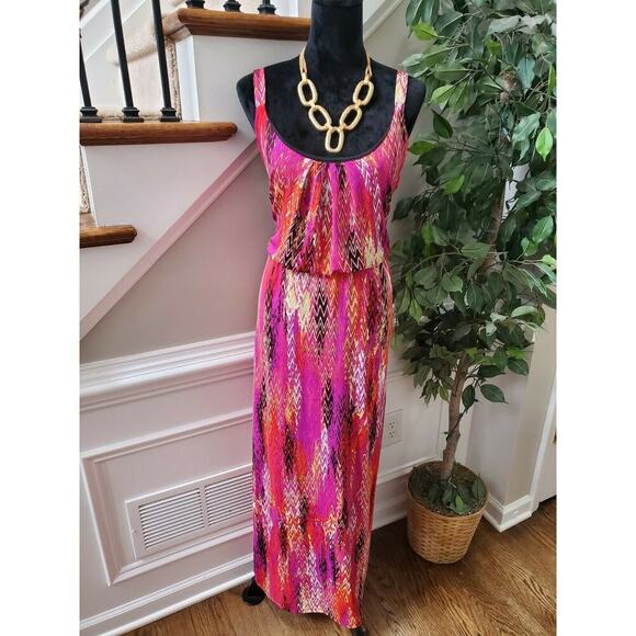 Ny Collection Women's Pink Polyester Round Neck Sleeveless Long Maxi Dress XL - Picture 1 of 11